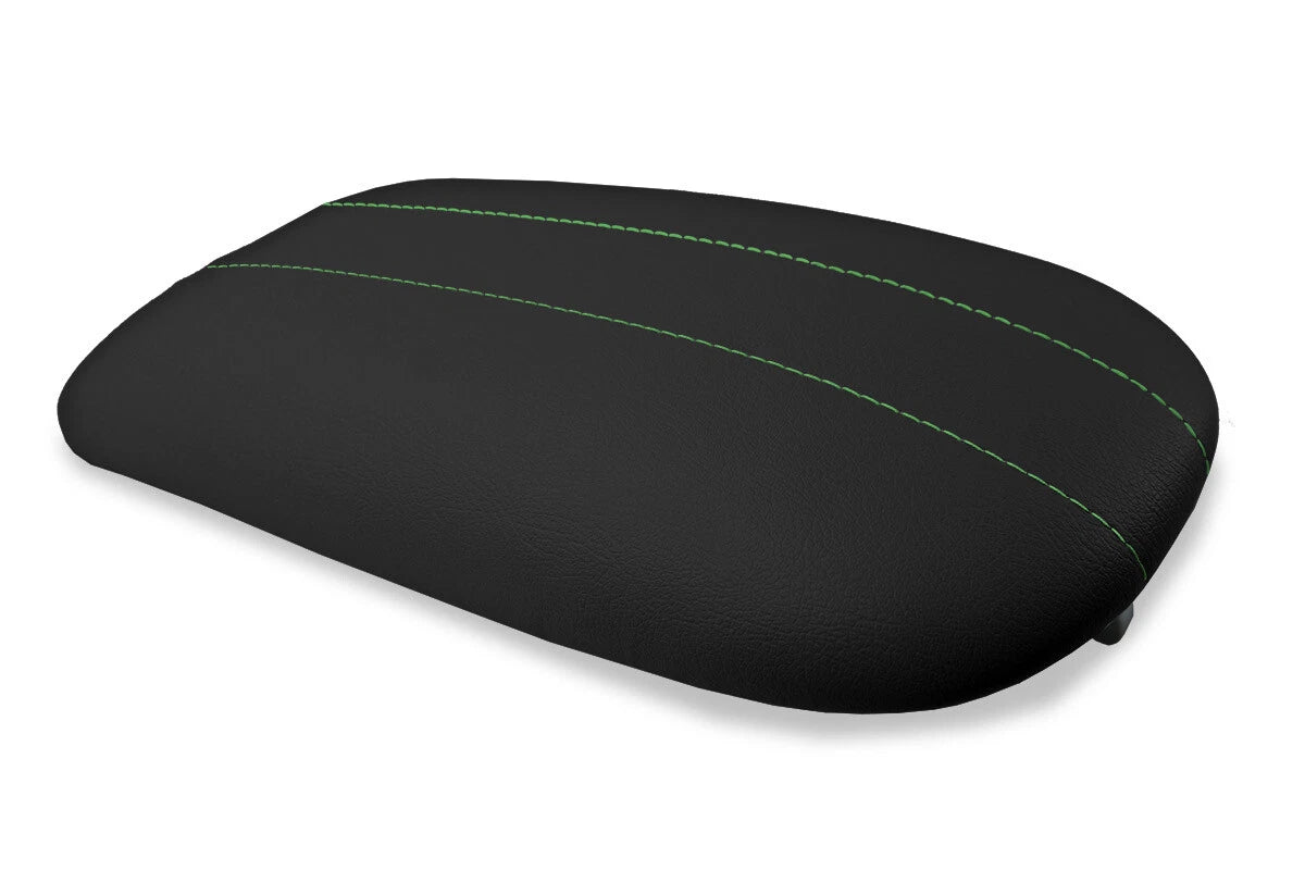 Leather Console Lid Armrest Cover for Ford Expedition (1997–2002) Green Stitch