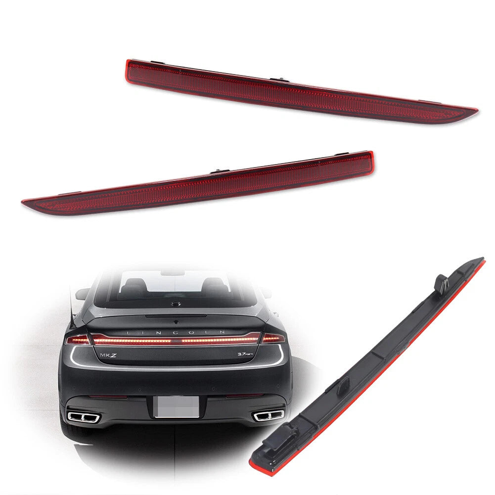 Set of 2 Red Rear Bumper Reflectors for Lincoln MKZ (2013–2020)