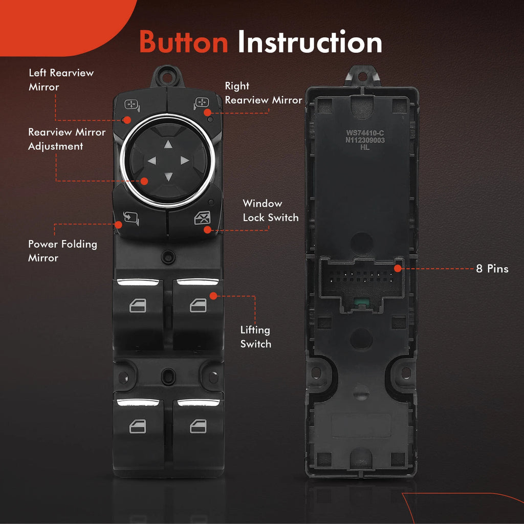 Power Window Switch for Ford F-150 (2015-2023) with Power Folding Mirrors