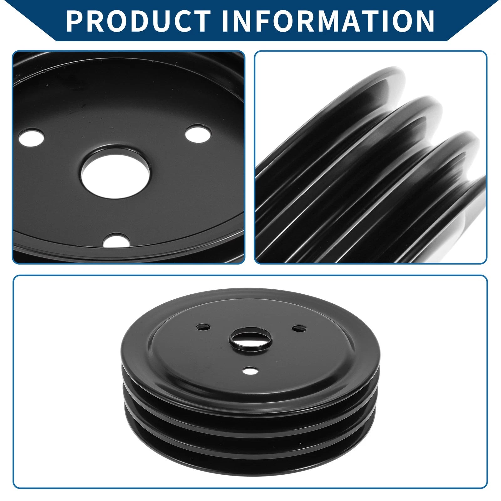 3 SWP Triple-Groove Short Water Pump Crank Pulley for Chevy SBC Small Block (262)