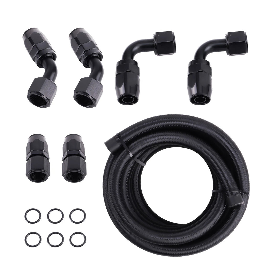12FT 10AN Nylon Braided Fuel Oil Line with 6 Swivel End Adapters