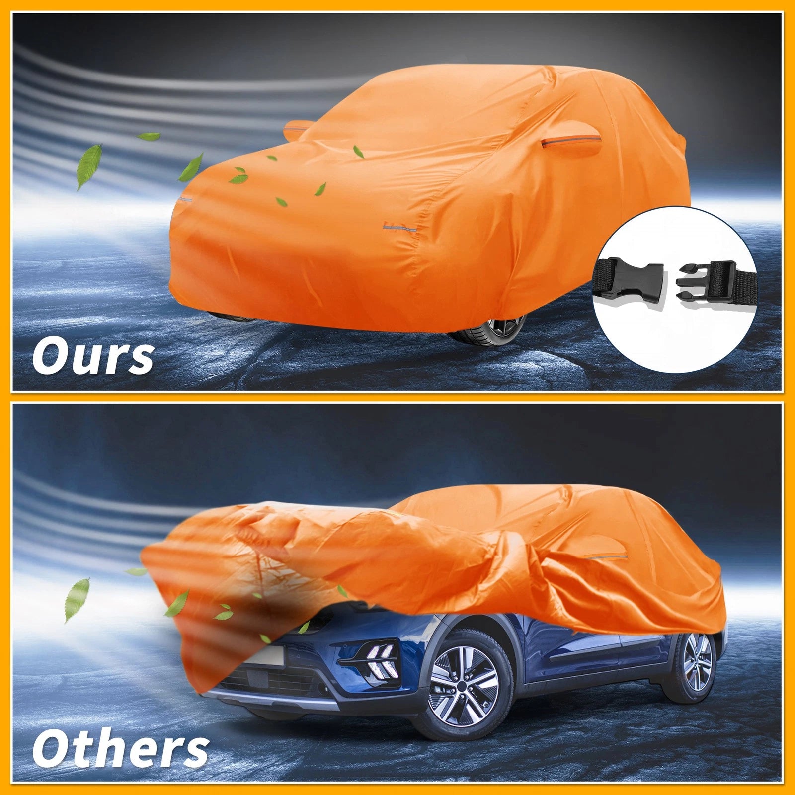 Waterproof Car Cover for Kia Niro (2017–2023) - Orange Cotton, Zipper
