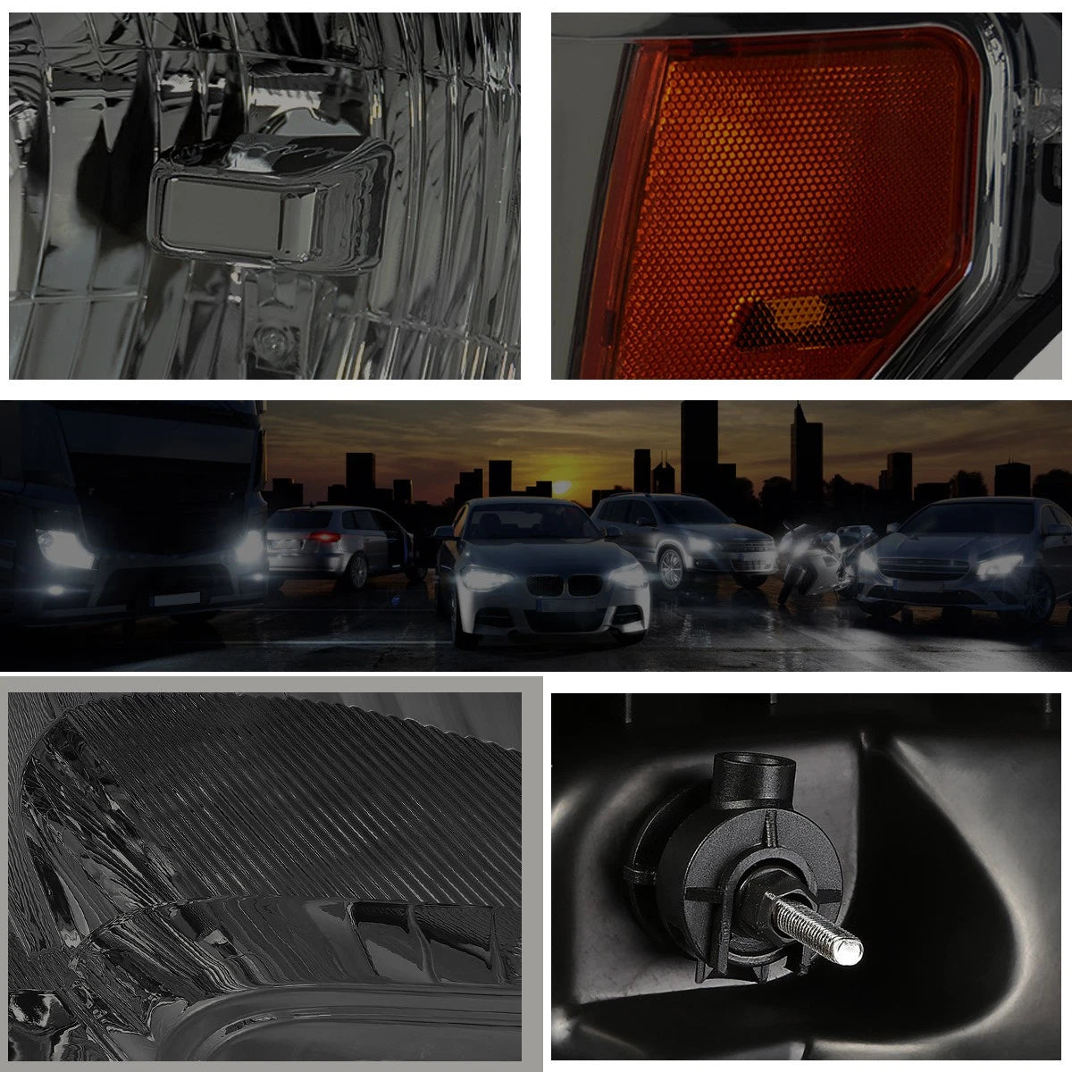 Smoked Housing Headlight & Amber Side Corner Lamps for Ford F150 (2009–2014)