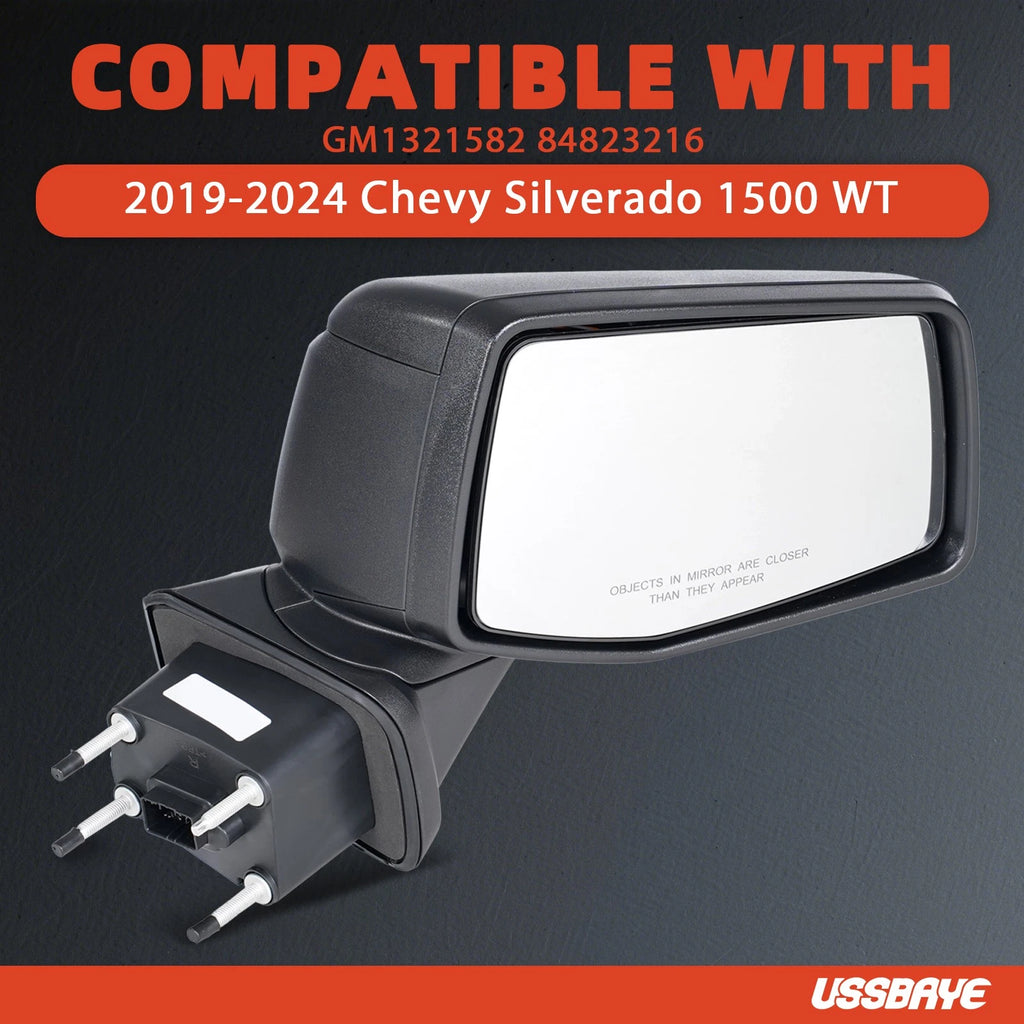 Side Mirror for Chevy Silverado 1500 WT (2019–2024) w/ Temp Sensor, Right
