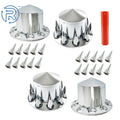 Set of 4 Chrome Semi Truck Hub Cover Wheel Nut Covers 33mm Spiked
