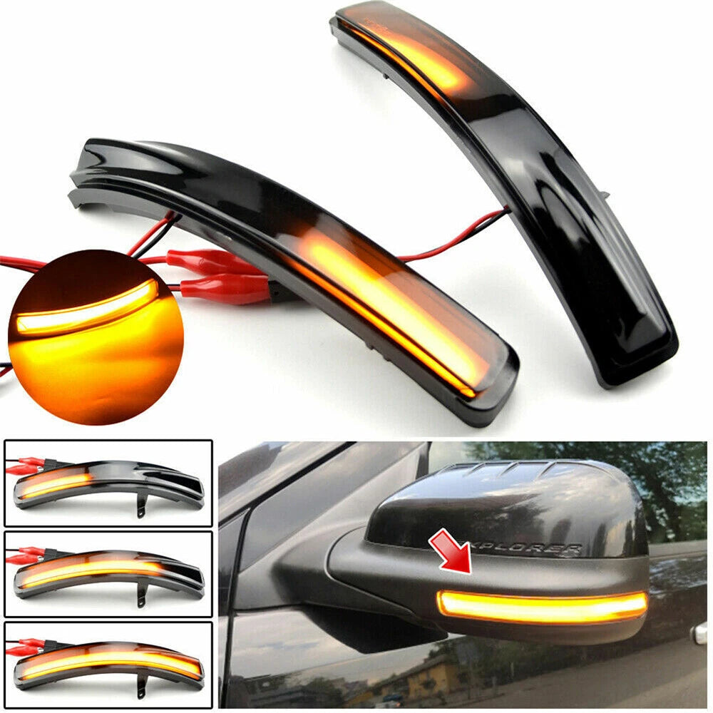 Smoked Sequential LED Mirror Turn Signal Light for Ford Explorer (2011–2019)