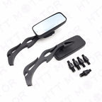Set of 2 Black Side Rear View Mirrors with 8mm/10mm Adapters Universal
