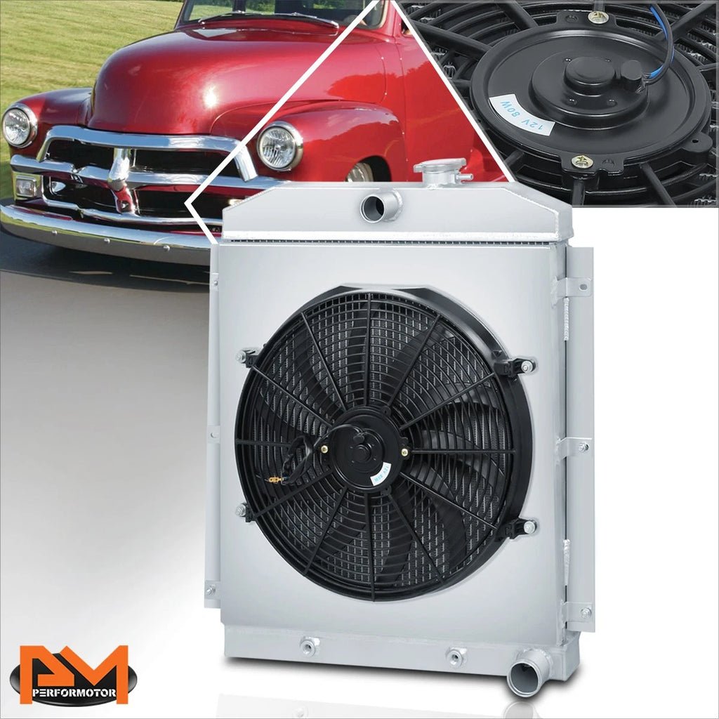 3-Row Aluminum Cooling Radiator with Fan Shroud for Chevy Suburban/Pickup (1947–1954)