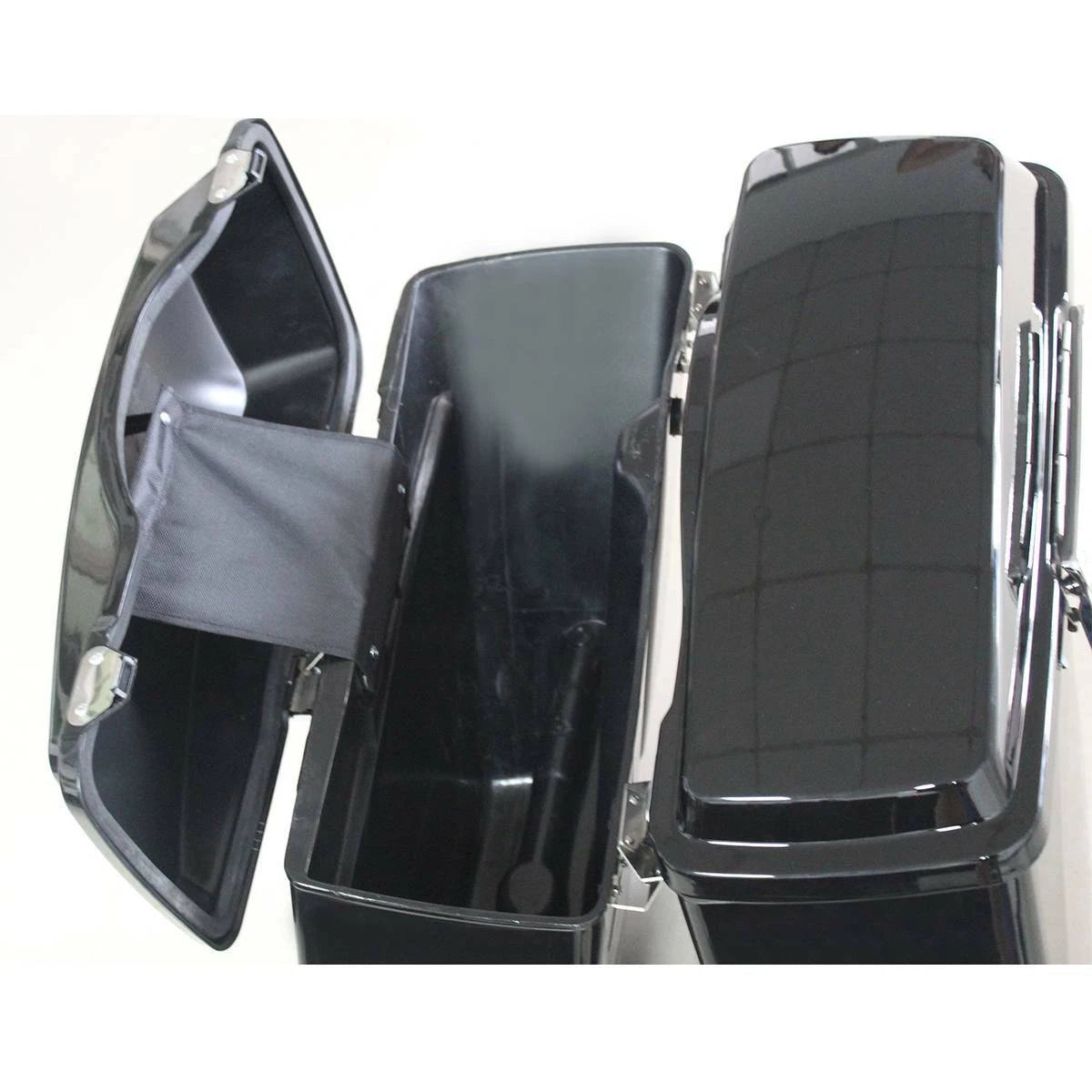 4" Vivid Black Left Side Extended Saddlebags for Harley (1993–2013)