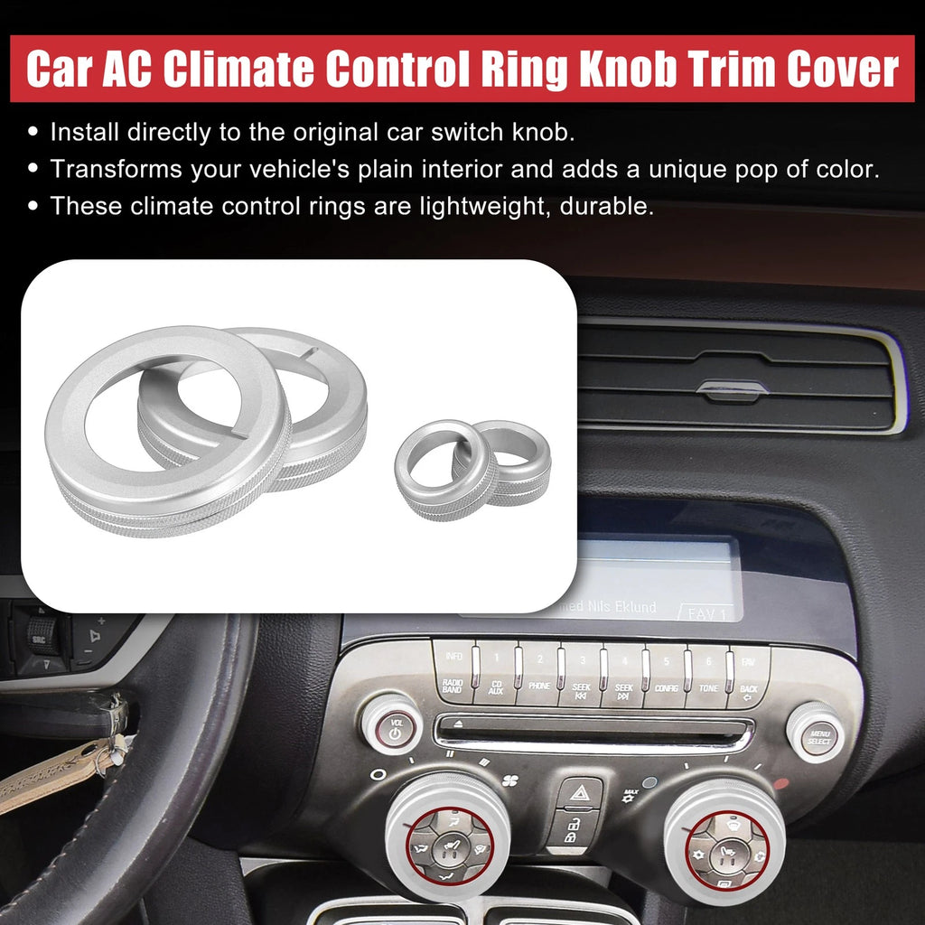 Set of 4 Aluminum Alloy Center Control Ring Knob Covers for Chevrolet 