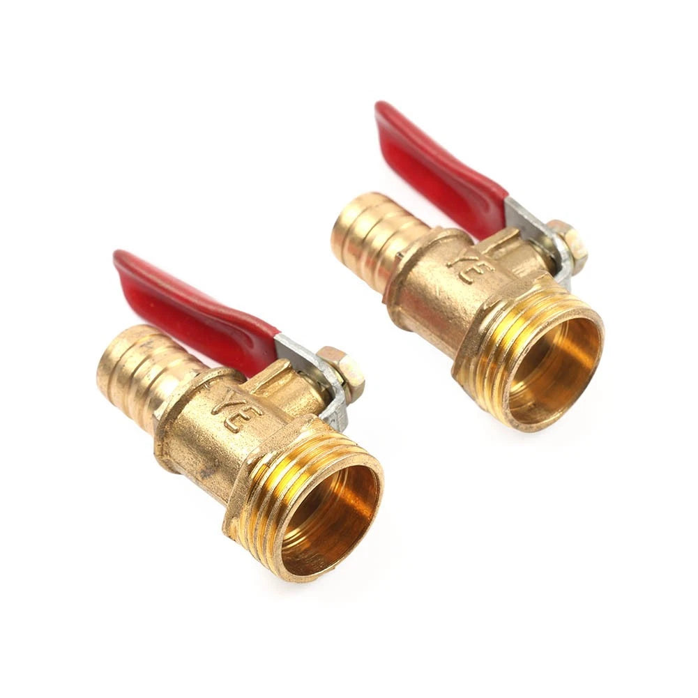 2Pcs Brass Air Ball Valve Shut Off Switch G1/2 Male to 1/2" Hose Barb