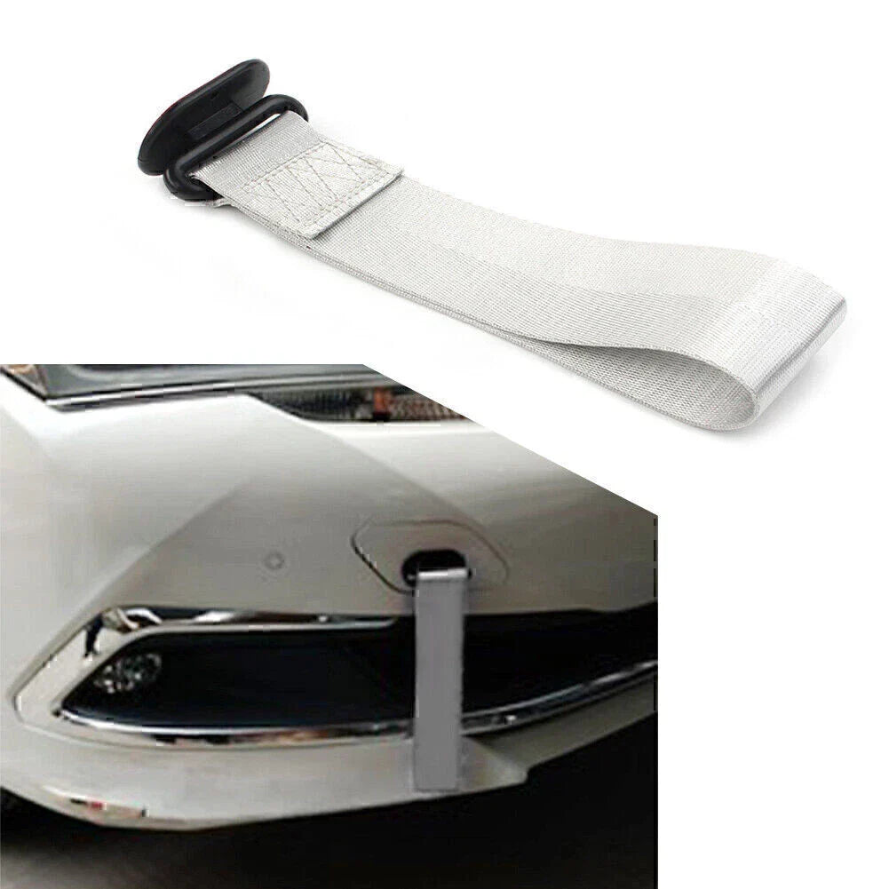 Grey Car Tow Towing Strap Belt Rope for Universal Rear/Front Bumper