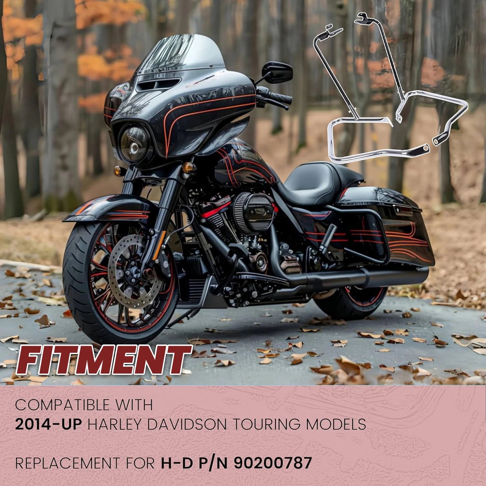 Saddlebag Bracket Guard Crash Bars for Harley Touring (2014–2023)