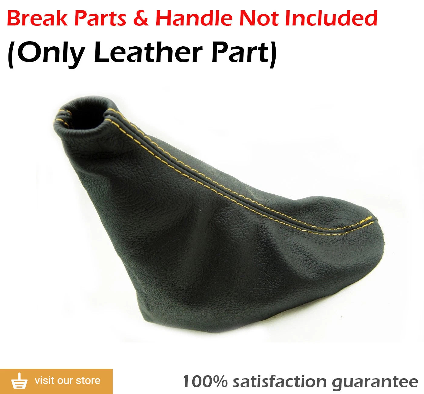 E Brake Boot for Ford Mustang (2010–2014) Yellow Stitch Synthetic Leather