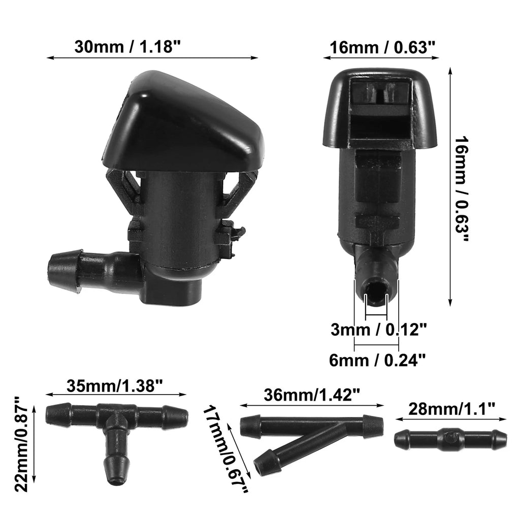 2X Windshield Washer Nozzle Hose Kit for Ford (2007–2010) 7C3Z17603A 8S4Z17603AA
