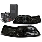 Pair of Smoked/Clear Corner Headlights for Ford Mustang (1999–2004)