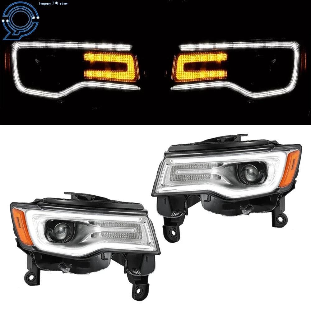 Set of 2 Chrome HID Headlights for Jeep Grand Cherokee (2017–2021)
