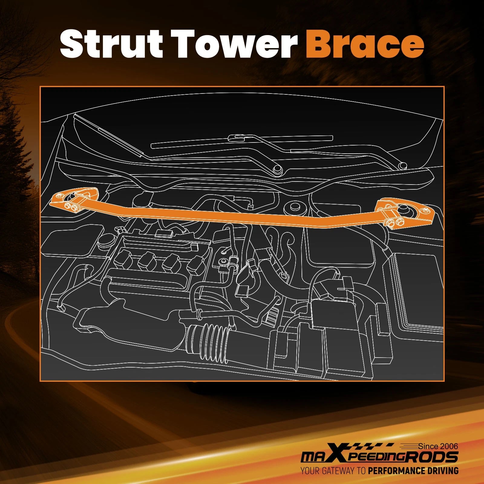 Aluminum Front Upper Strut Bar for Honda Accord (2008–2012)