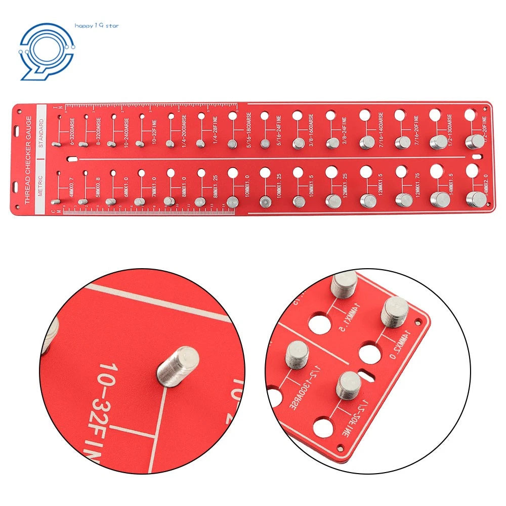 Thread Checker Gauge for Inch and Metric Screws (28 Holes)