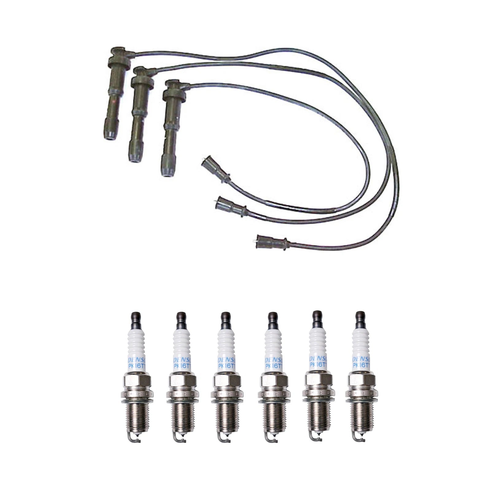 Denso 7mm Wire Set & 6 Platinum TT Spark Plugs Kit for Hyundai Kia (3.0, 3.5)