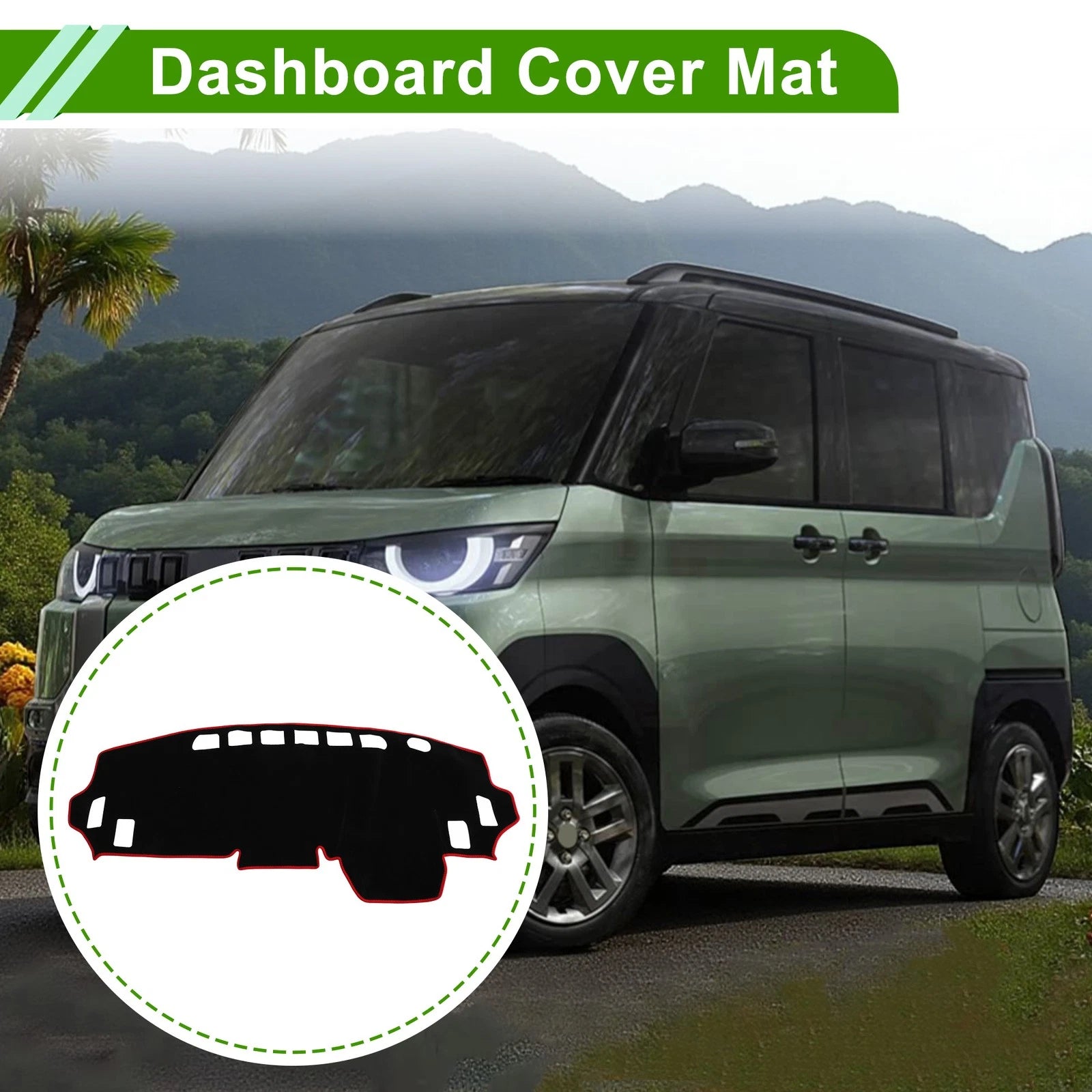 Dashboard Cover for Mitsubishi Delica Mini B34A B35A B37A (Black Red)