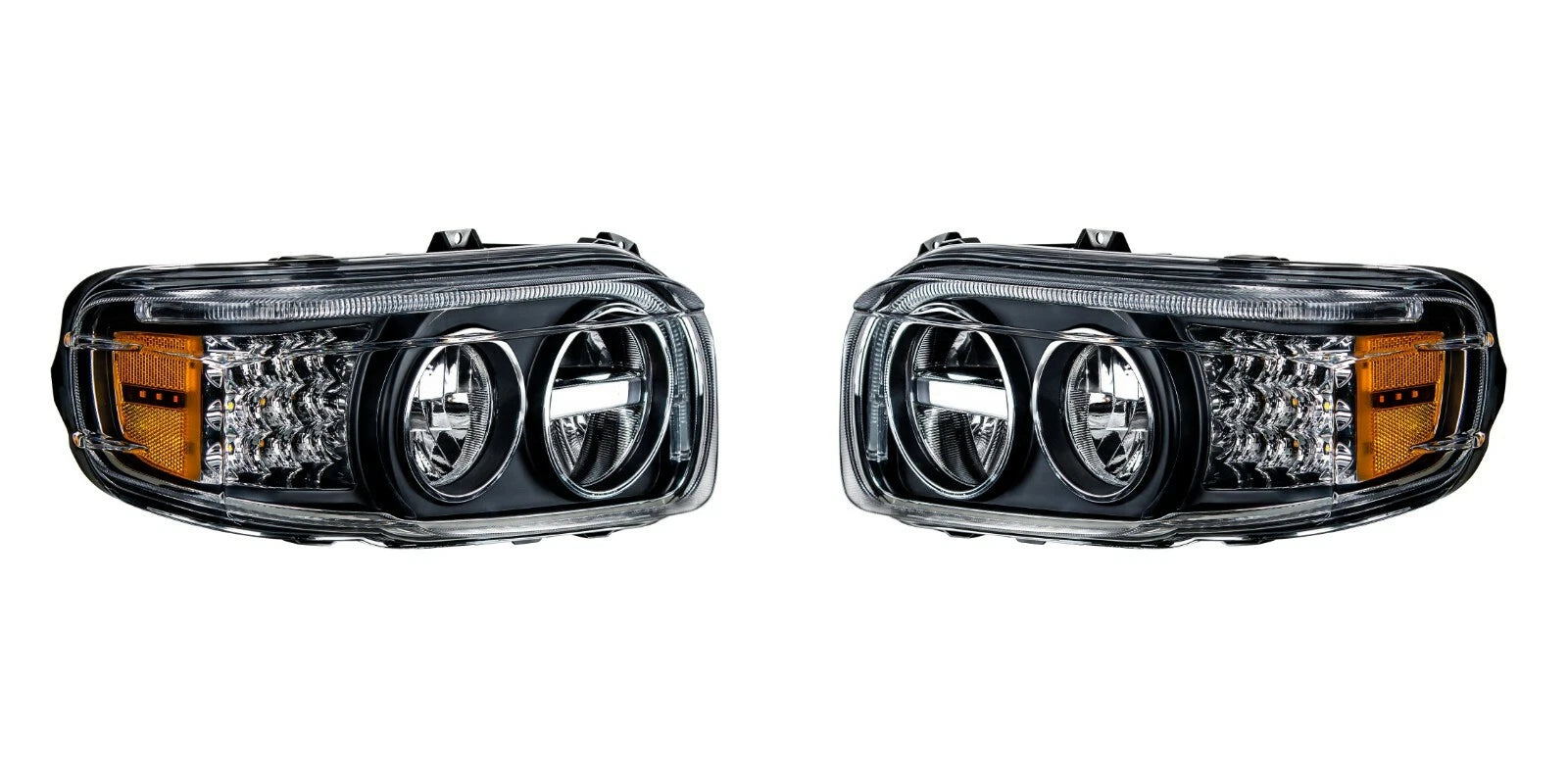 Premium Blackout LED Headlights w LED DRL Turn for Peterbilt 388 389 (2015–2025)