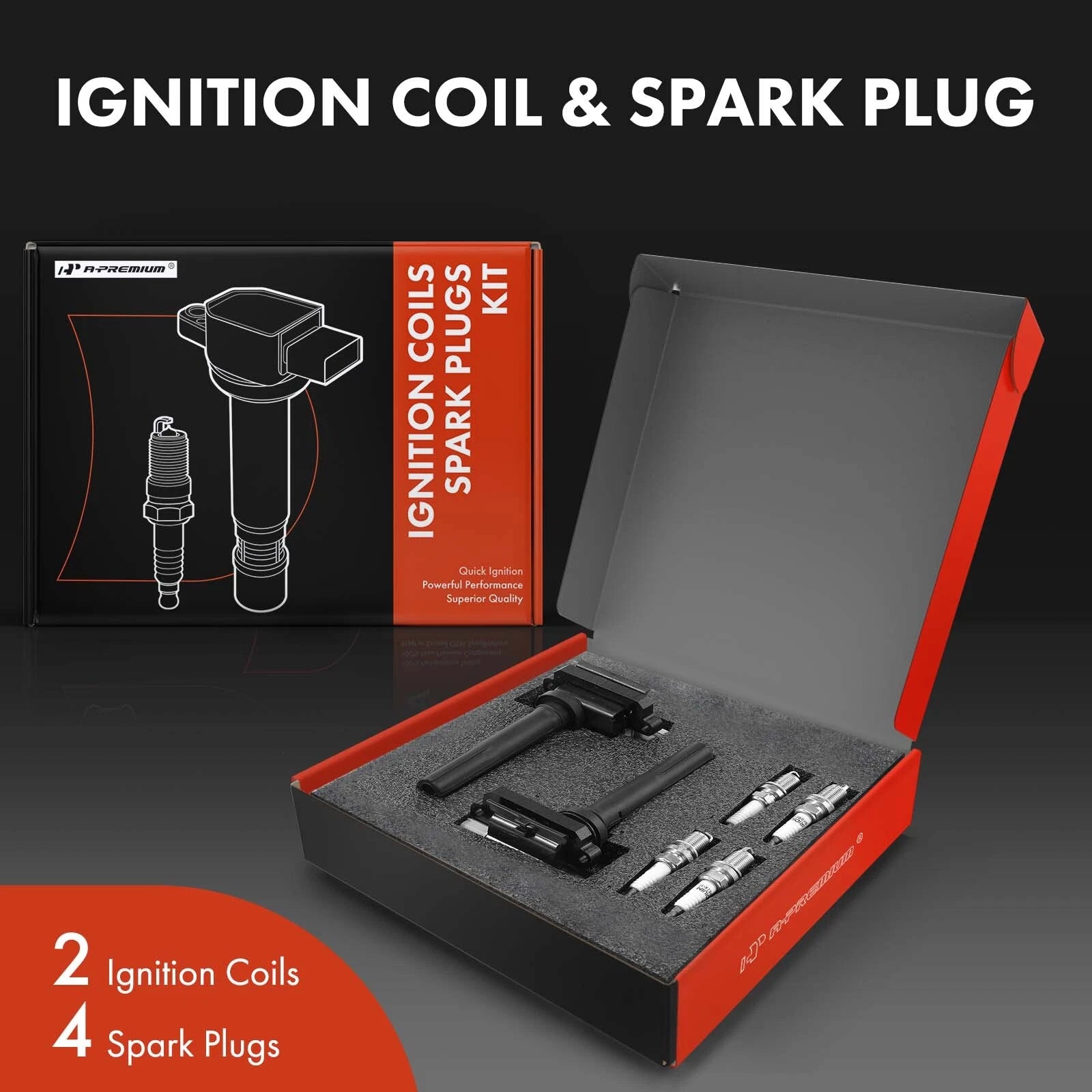2X Ignition Coil & 4X Iridium Spark Plug for Chevy Metro (1999-2001)
