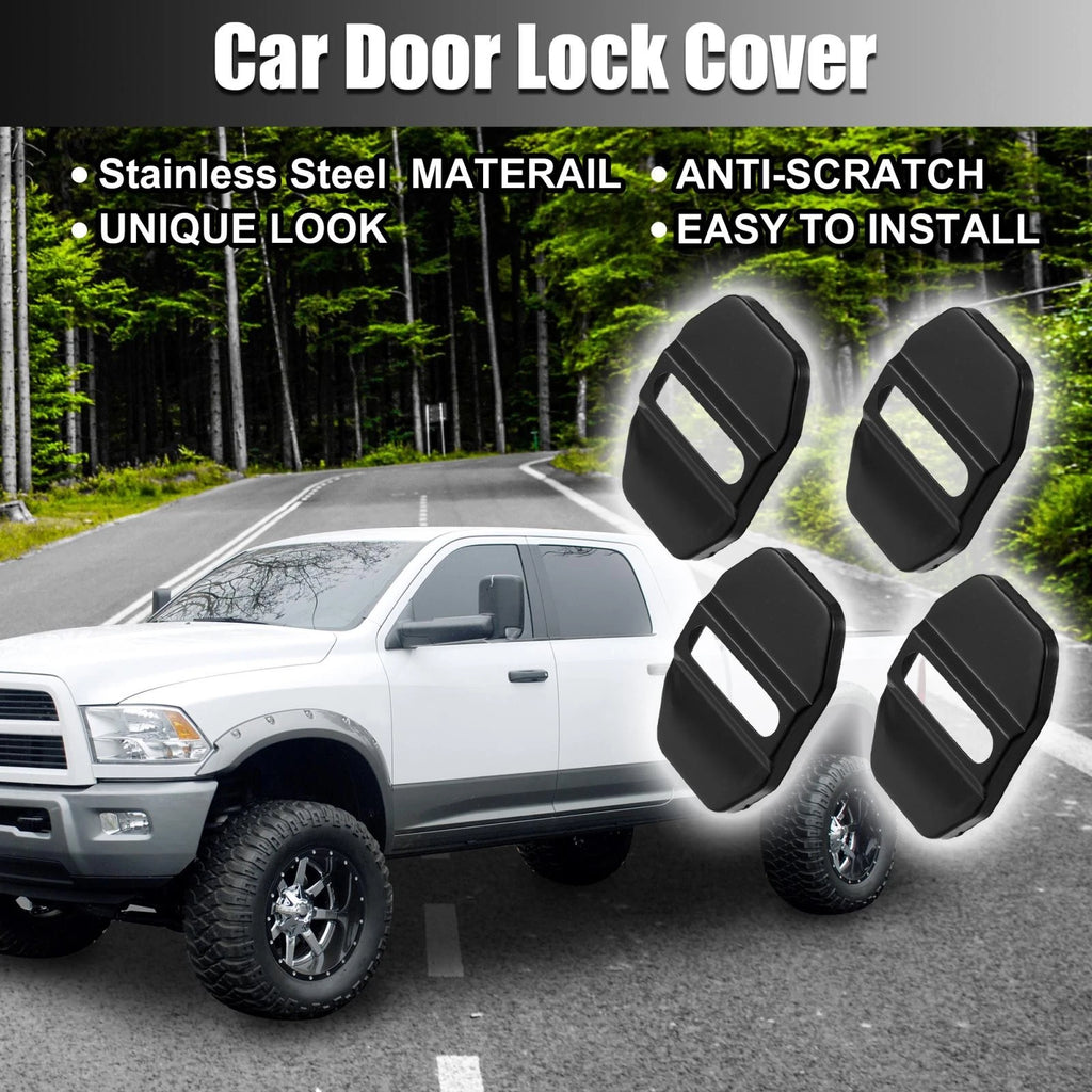 Set of 4 Door Lock Latch Covers for Dodge (Black)