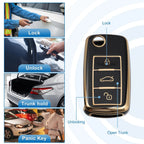 Silicone Key Fob Case Cover for Volkswagen Tiguan (2010–2017) Black