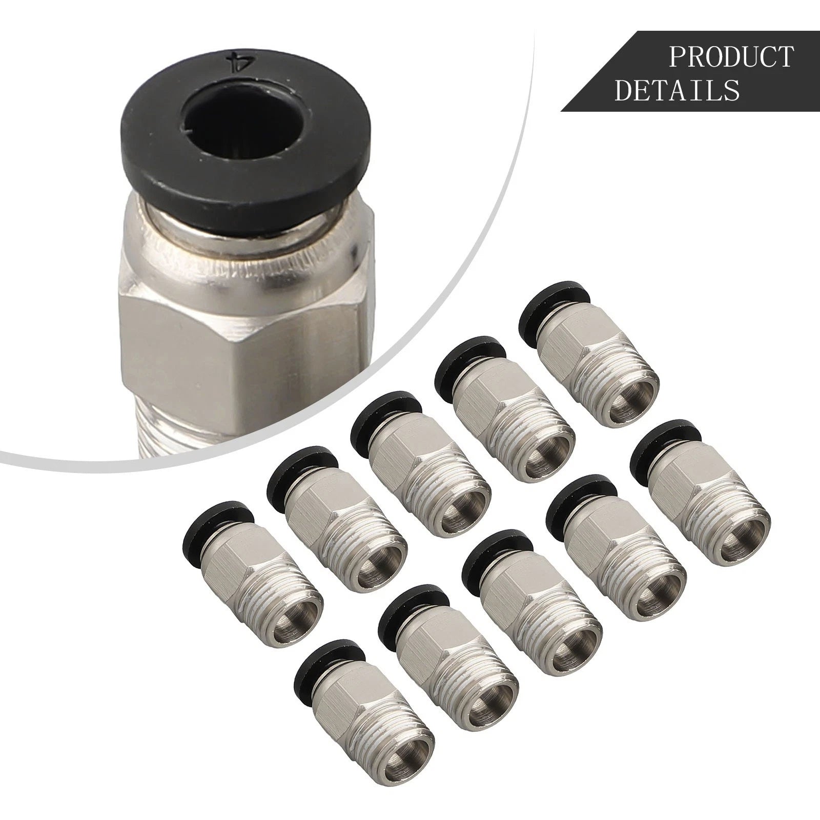 PC4-M10 Male Straight Pneumatic PTFE Tube Push In Quick Fitting Connector