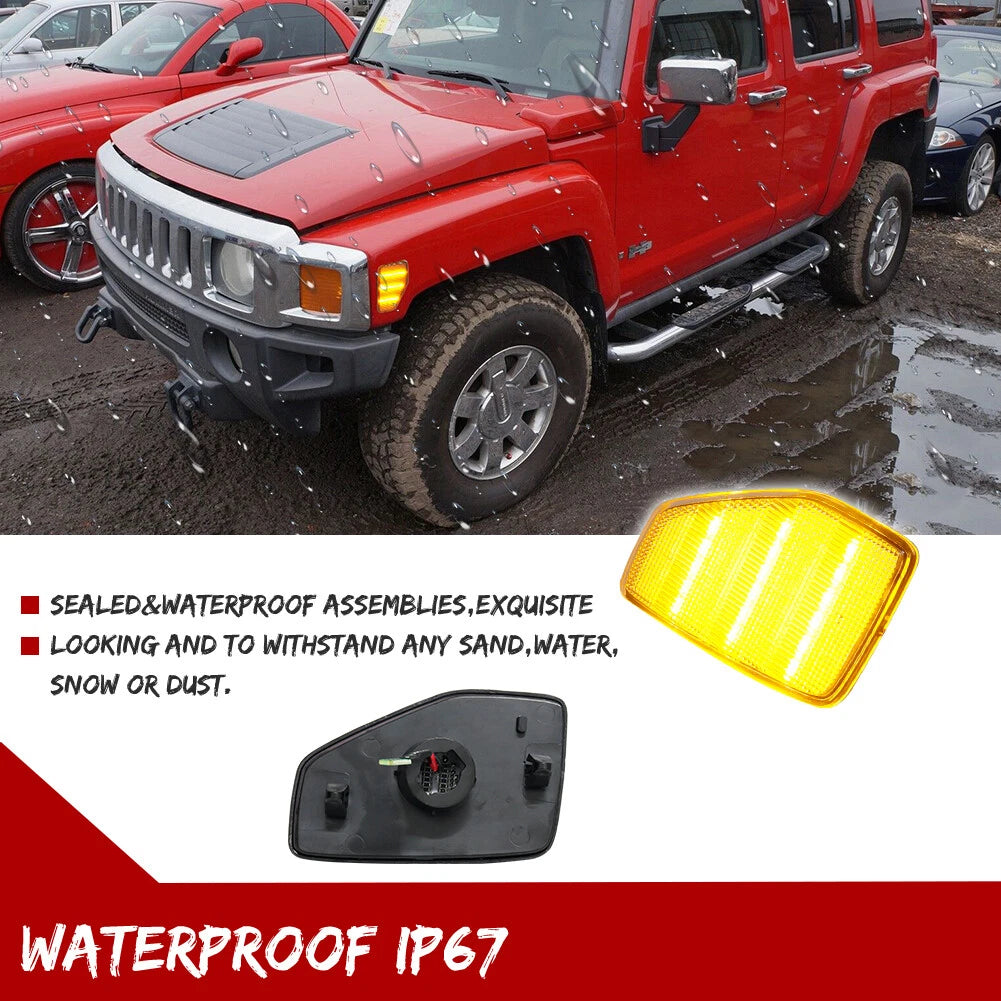 Clear Amber Fender Side Marker Lights for Hummer H3, H3T (2005–2010)
