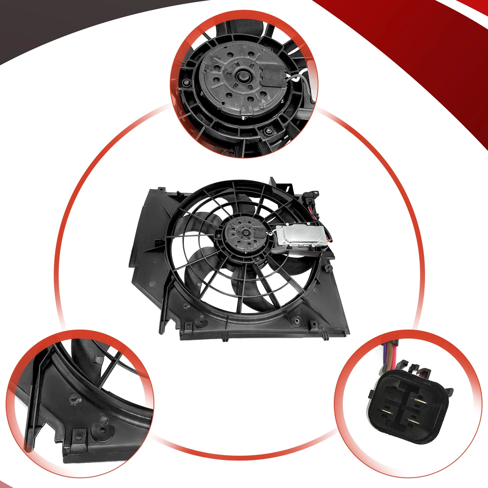 Front Radiator Cooling Fan Assembly for BMW E46 325i 328i 330i (1999-2005)
