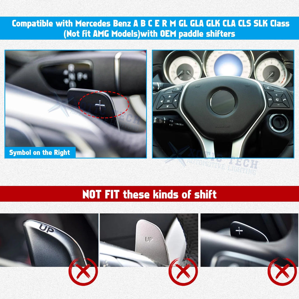 Black Aluminum Paddle Shifter Extension for Mercedes-Benz A B C E (2019-2024)