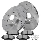 Front Brake Drilled & Slotted Rotors & Ceramic Pads for Toyota Matrix (2009–2013)