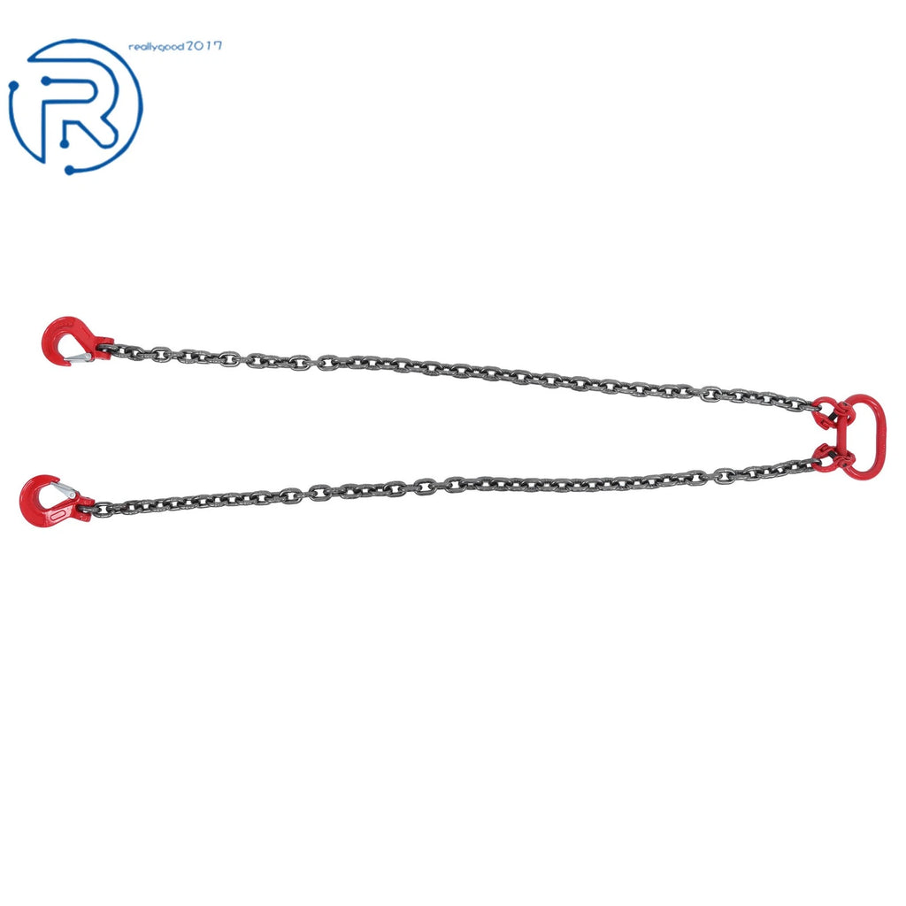 3/8" × 5' Lifting Chain Sling Double Leg w/ Grab Hook G80 4T/8800lb Capacity