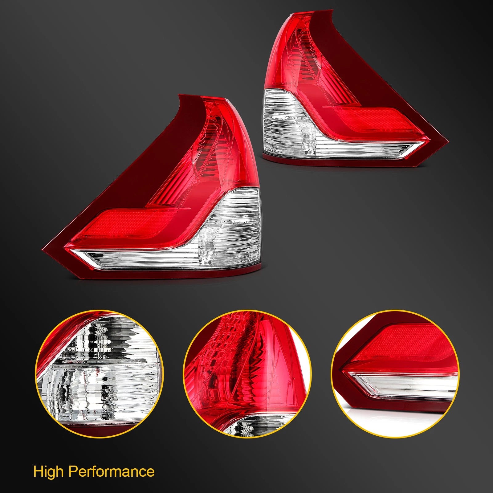 Tail Light Assembly Pair for Honda CR-V (2012–2014) Red Housing