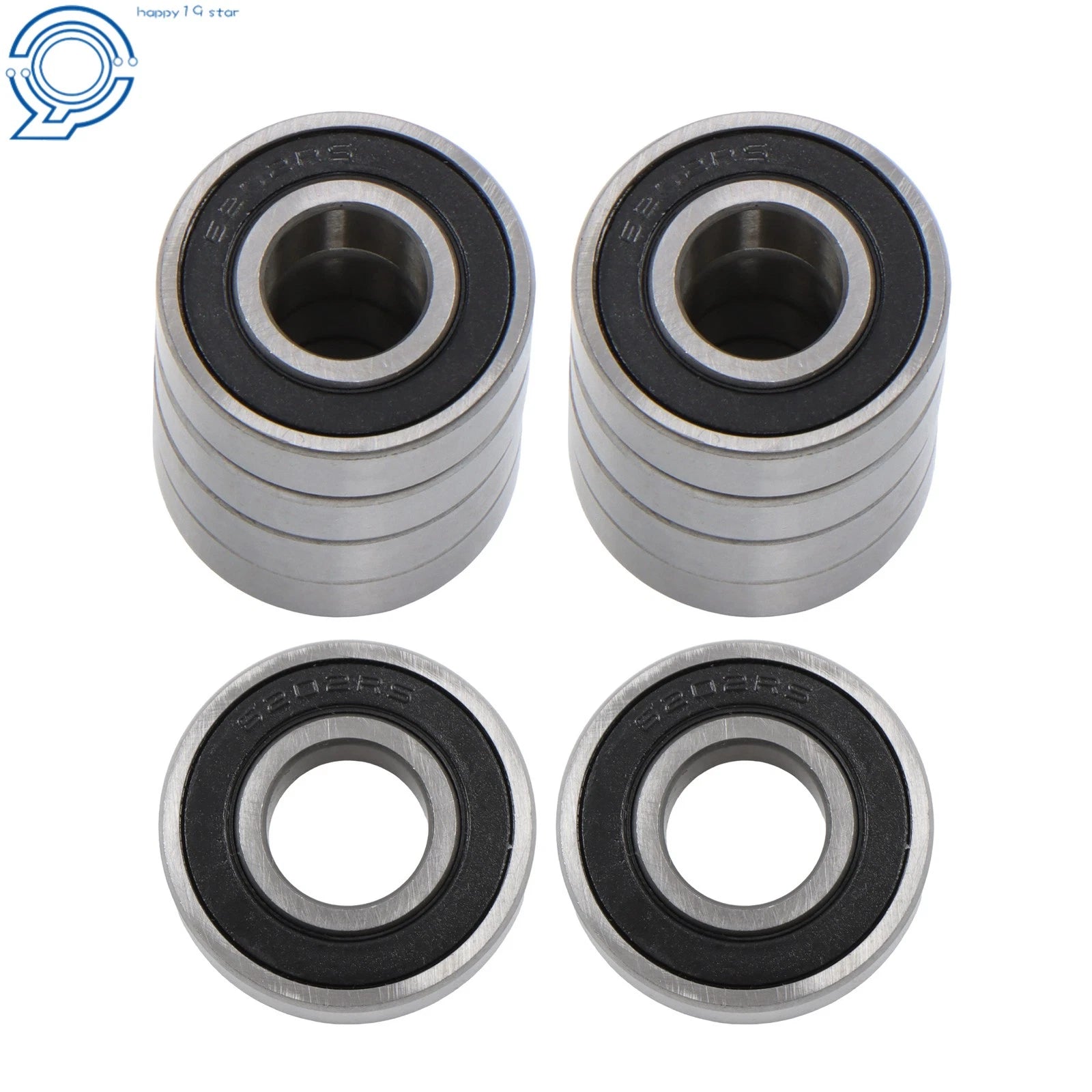 Set of 10 Ball Bearings 6202-2RS for Motors (15x35x11mm, Double Rubber Seal)