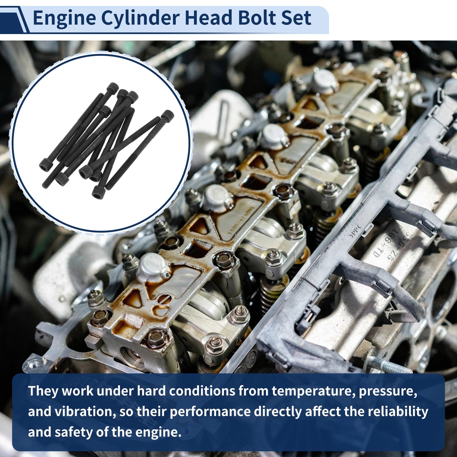 Set of 10 Engine Cylinder Head Bolts for Toyota Corolla 1.8L L4 (2009–2020) No. ES 72434