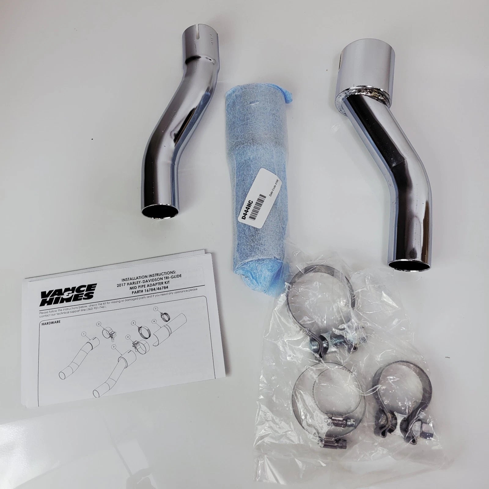 Muffler Adapter Kit Chrome 16784 for Harley Davidson Triglide (2017–2022)