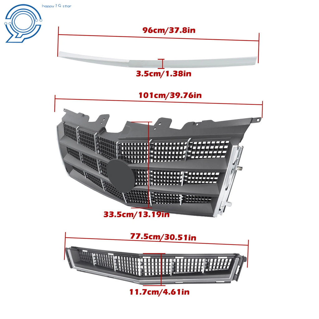 Front Upper & Lower Grill with Chrome Trim for Cadillac CTS (2008-2011)