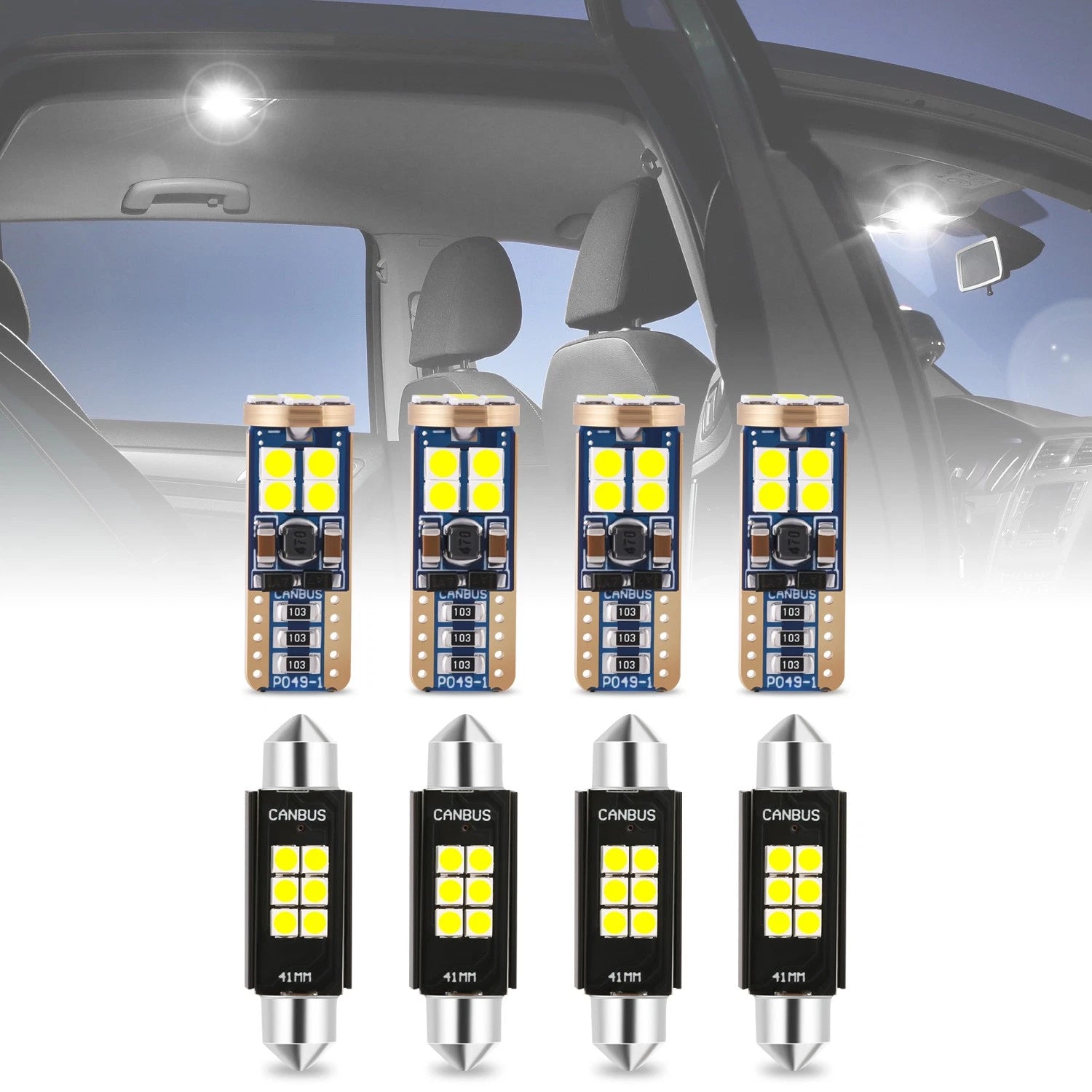 8X LED Interior Dome Glove Box License Light Bulbs for Dodge Charger (2006–2010)