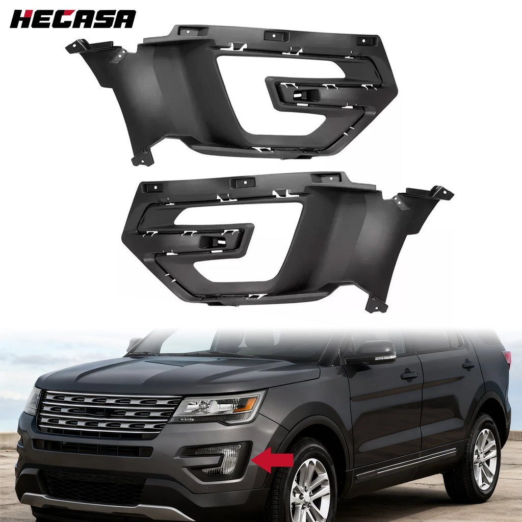 Set of 2 Front Bumper Fog Light Bezel Cover Trim for Ford Explorer (2016–2017)