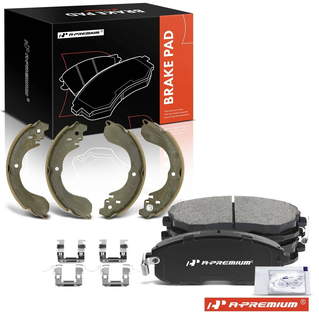 Set of 8 Ceramic Brake Pads & Shoes for Nissan Sentra Versa (2007–2012)