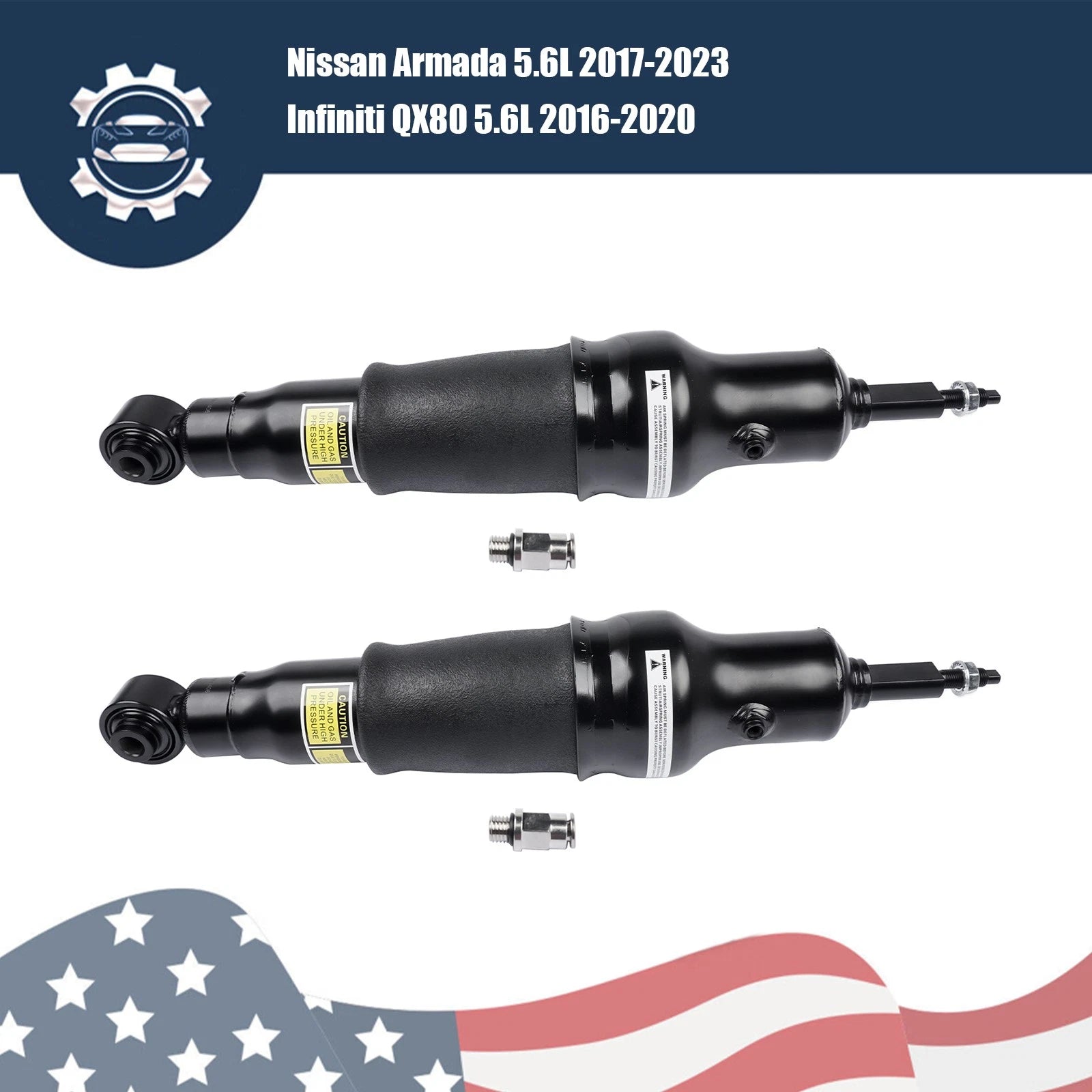 Pair Rear Air Suspension Shock Struts for Infiniti QX56 QX80 (2011–2023)