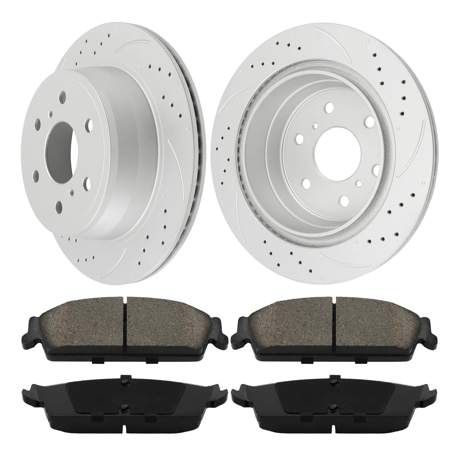 Rear Drilled Slotted Rotors & Ceramic Pads Kit for Chevy Tahoe (2007–2011)
