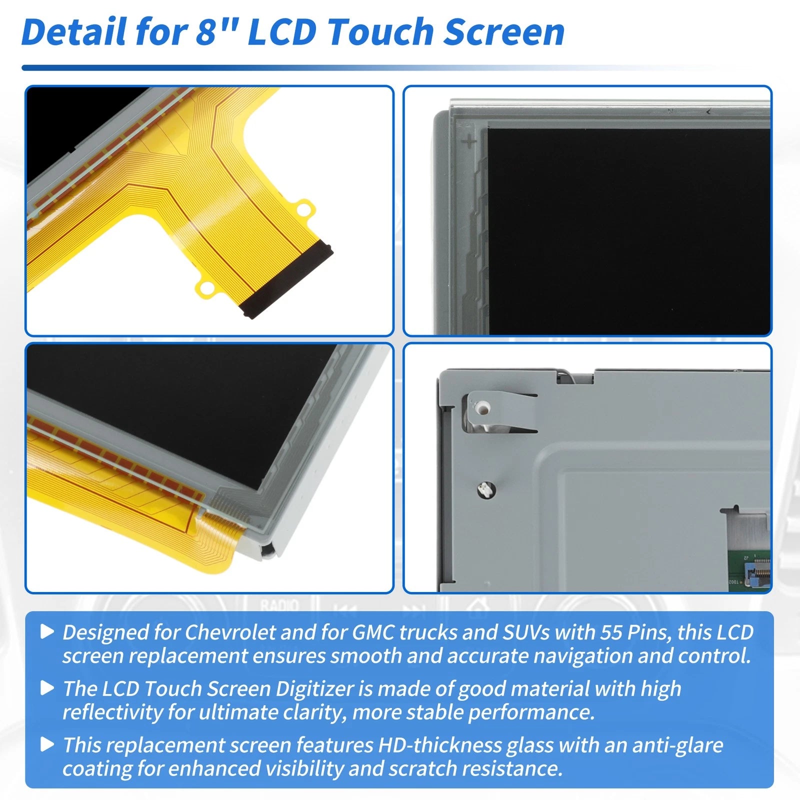 8" LCD Touch Screen Glass Digitizer for Chevrolet (DJ080PA-01A/DJ080PA-01G)