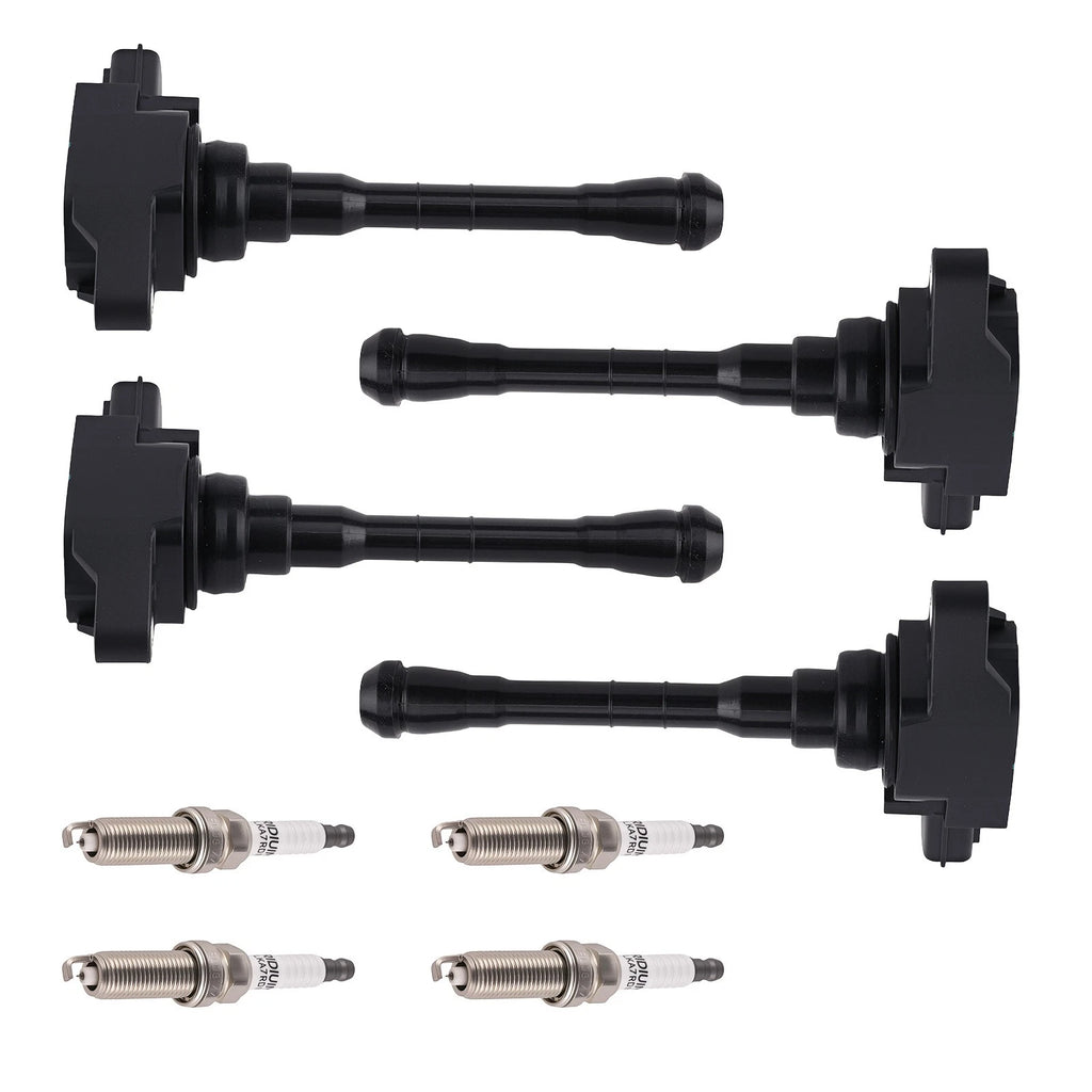 Set of 4 Ignition Coils & 4 Iridium Spark Plugs UF861 for Nissan Rogue (2021)