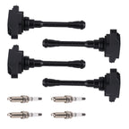 Set of 4 Ignition Coils & 4 Iridium Spark Plugs UF861 for Nissan Rogue (2021)