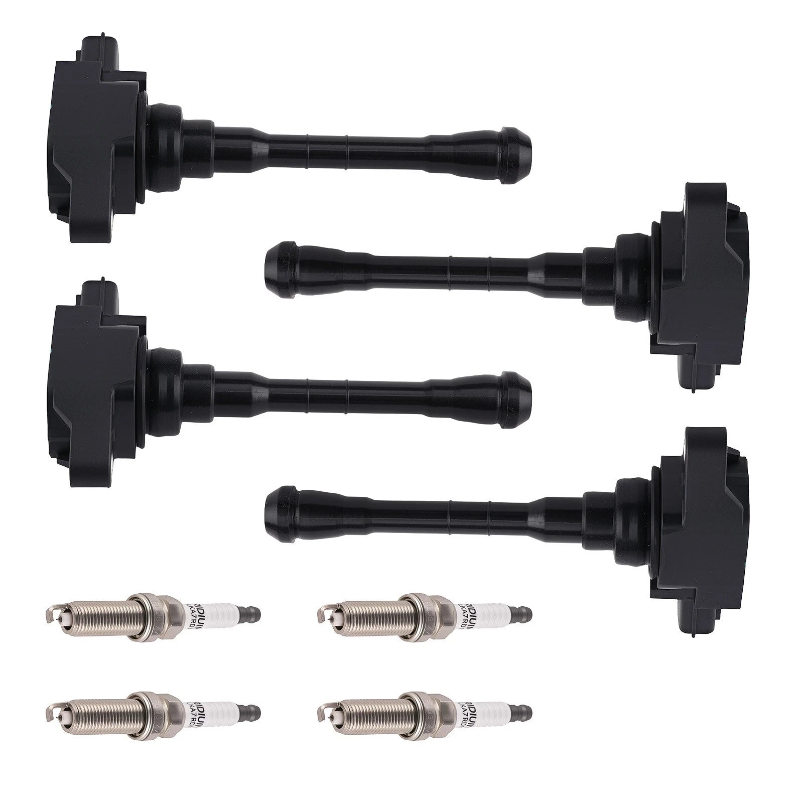 Set of 4 Ignition Coils & 4 Iridium Spark Plugs UF861 for Nissan Rogue (2021)