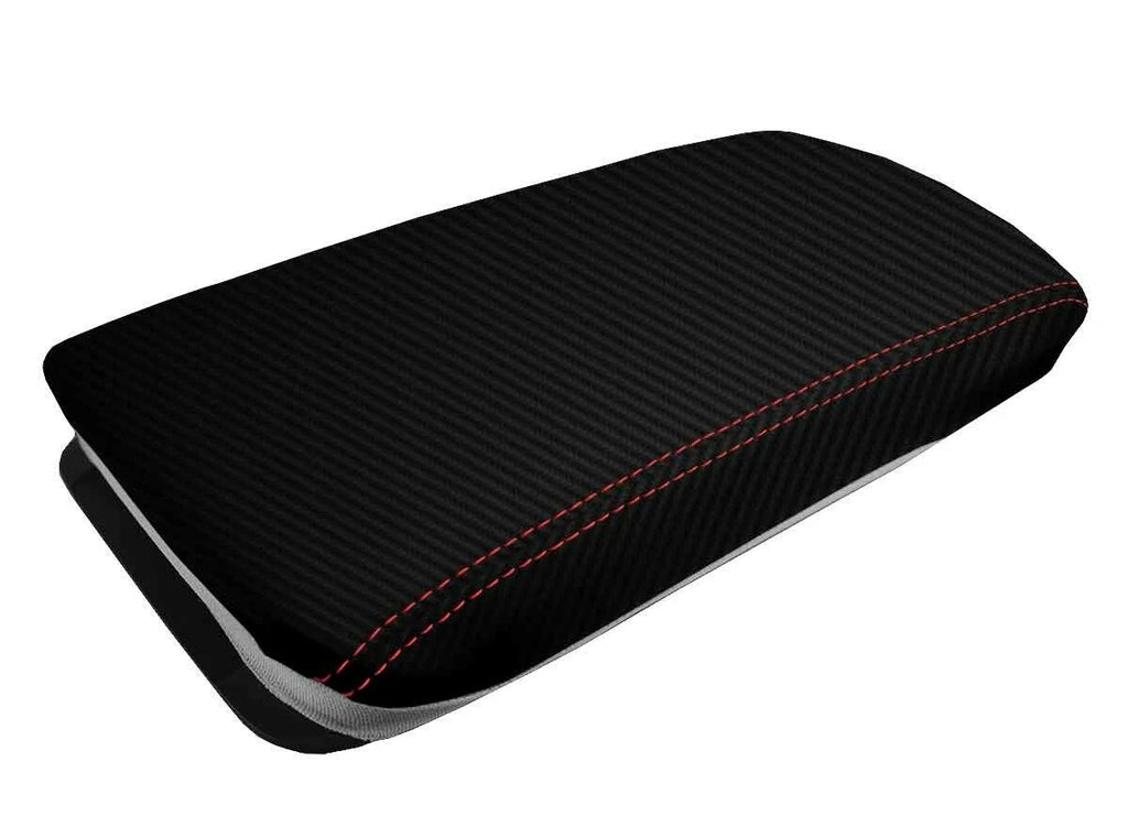 Console Lid Armrest Cover for Lexus RX350 (2010–2015) Carbon Fiber Red Stitch